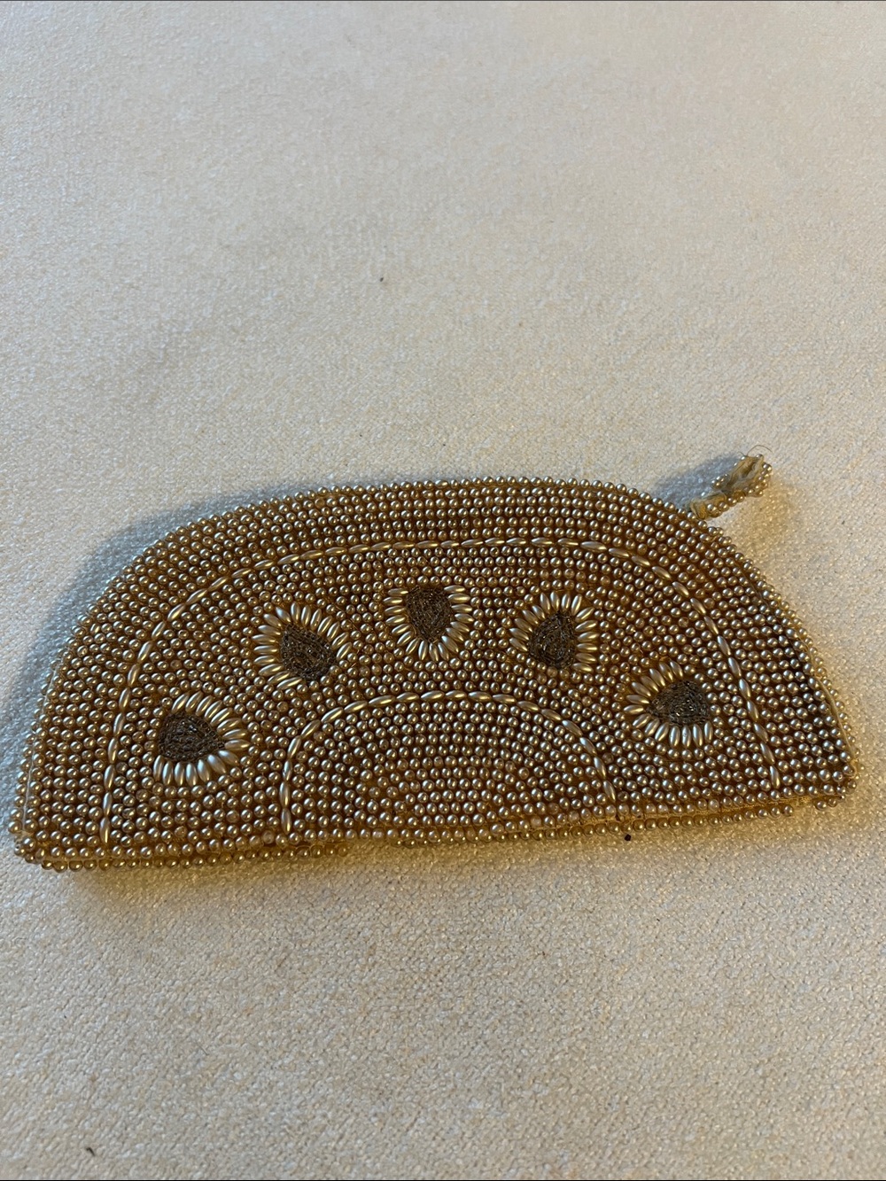 VINTAGE Gold Beaded Evening Clutch Wallet